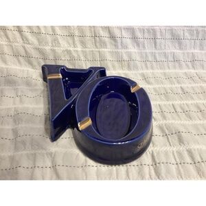 Vintage Seagrams VO Canadien Whiskey cobalt blue double ashtray